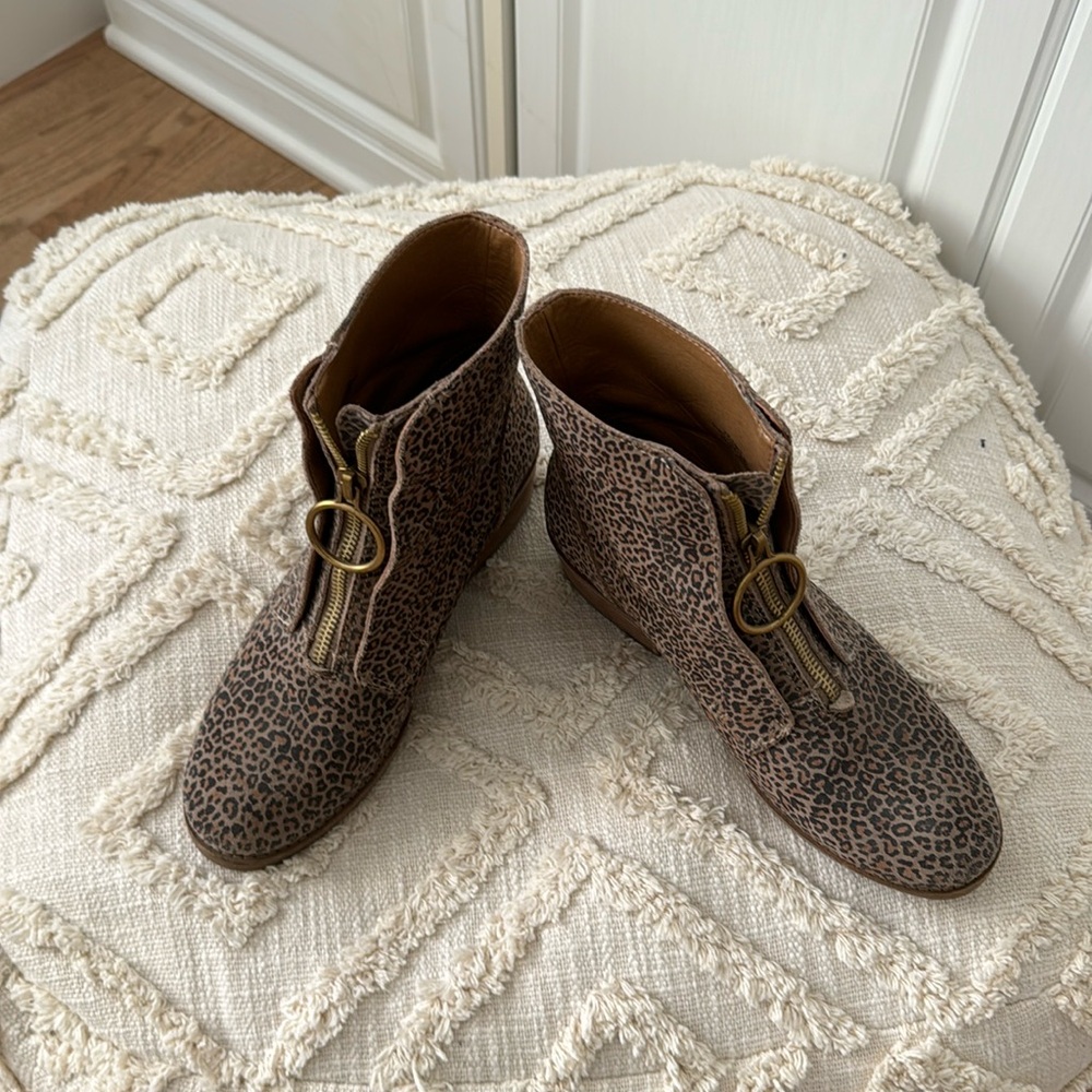 Luck Brand Leopard Print Leather Boots, 7.5